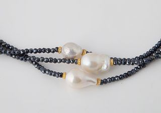 black garnet and baroque pearl long rope by john m start & co.