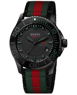 Gucci Watch, Mens Swiss G Timeless Black, Green and Red Nylon Strap 40mm YA126229   Watches   Jewelry & Watches