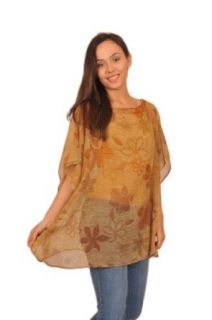 Printed Chiffon Poncho/Beach Cover Up, Floral Print, One Size (XS 2X), Style#PN11b