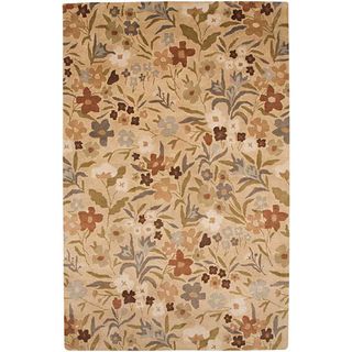 Hand tufted Beige Floral Wool Rug (5' x 8') JRCPL 5x8   6x9 Rugs