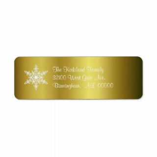 Gold with Snowflake Holiday Address Labels