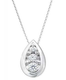 Diamond Necklace, 14k White Gold Diamond 2 Station Teardrop Pendant (1/4 ct. t.w.)   Necklaces   Jewelry & Watches