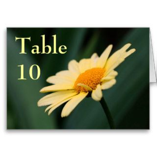 Yellow Daisy Flower Wedding Table Number Card