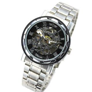 midoriya222 Mechanical Watch gimmick Full skeleton self winding watch Silver Watches