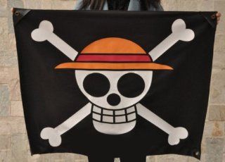 one piece luffy chopper Straw hat Pirate flag black white Toys & Games