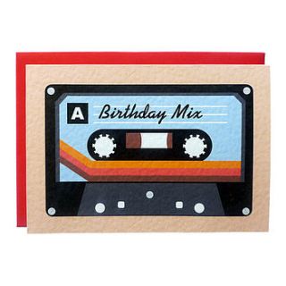 birthday mix tape handmade card by tea & ceremony