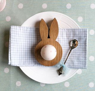 wooden oak bunny ears egg cup by hop & peck