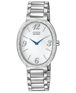 Citizen Womens Eco Drive Allura Diamond Accent Stainless Steel Bracelet Watch 35x27mm EX1220 59A   Watches   Jewelry & Watches