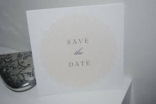 doily save the date card by paper dates
