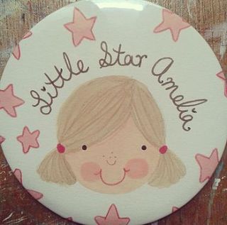 personalised girl's 'little star' badge by love lucy illustration