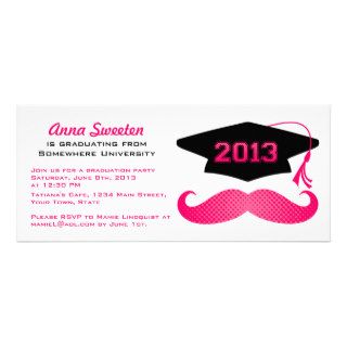 Pink Mustache Grad 2013 Personalized Invitations