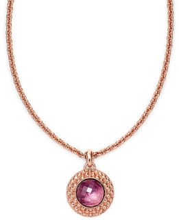 Bronzarte 18k Rose Gold over Sterling Silver Necklace, Amethyst Round Pendant (14 3/8 ct. t.w)   Necklaces   Jewelry & Watches