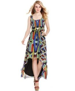 Jessica Simpson Dress, Sleeveless Racerback Beaded Print High Low Maxi   Dresses   Women