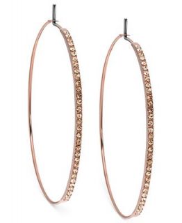 Michael Kors Rose Gold Tone with Gold Quartz Pave Medium Whisper Hoop Earrings   Plus Sizes