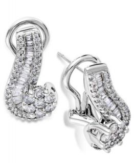14k White Gold Earrings, Diamond Cluster (2 ct. t.w.)   Earrings   Jewelry & Watches