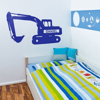 personalised digger vinyl wall sticker by oakdene designs