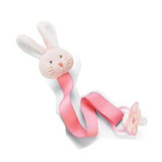 Mudpie Pink Plush Bunny Pacifier Leash  Baby Pacifier Leashes  Baby