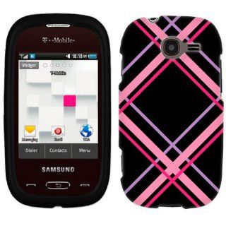 Samsung Gravity Q Pink Black Tartan Plaid on Black Phone Case Cover Cell Phones & Accessories