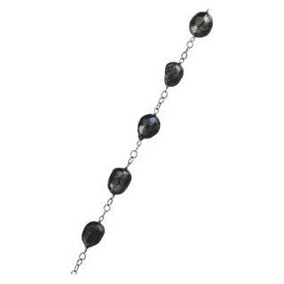 Sterling Silver 72 Inch 09.00   Black Freshwater Baroque Pearl Station Necklace Jewelry