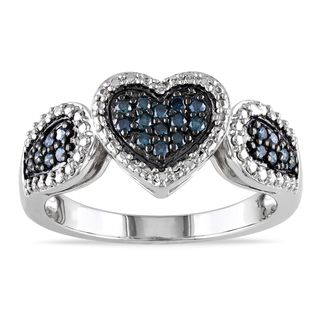 Miadora Sterling Silver 1/4ct TDW Blue Diamond Heart Ring Miadora Diamond Rings