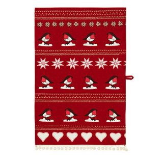 christmas robin cotton tea towel by ulster weavers
