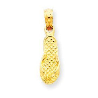 14k Gold Flip Flop Pendant Jewelry
