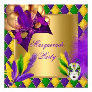 Masquerade Masks Gold Purple Green Party 2 Announcement