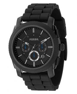 Fossil Mens Chronograph Machine Black Silicone Strap Watch 45mm FS4487   Watches   Jewelry & Watches
