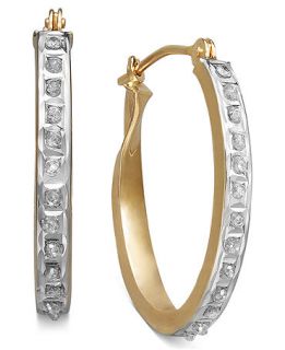14k Gold Earrings, Diamond Accent Oval Hoop Earrings   Earrings   Jewelry & Watches