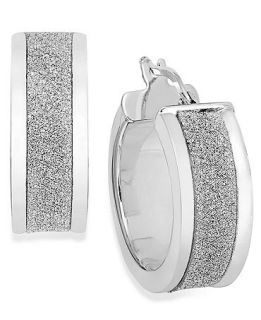 Sterling Silver Earrings, 20mm Glitter Hoop Earrings   Earrings   Jewelry & Watches