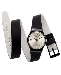 Swatch Womens Swiss Ton Etoile Black and Gray Silicone Strap Watch 25mm LB177   Watches   Jewelry & Watches