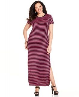 MICHAEL Michael Kors Plus Size Dress, Short Sleeve Striped Maxi   Dresses   Plus Sizes