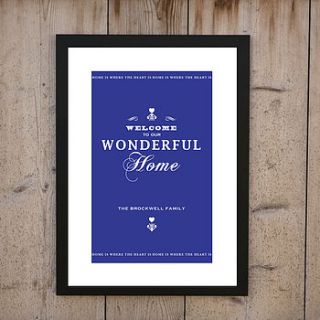 'welcome to our wonderful home' print by loveday designs