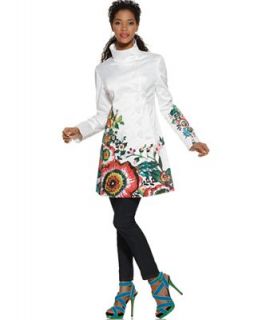 Desigual Jacket, Funnel Neck Floral Print Trench   Coats   Women