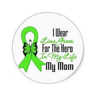 Lymphoma Cancer Ribbon My Hero My Mom Round Sticker