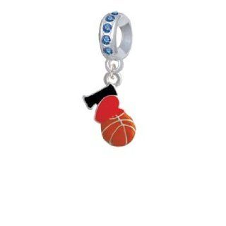 I Love Basketball   Red Heart Sapphire Crystal Charm Bead Dangle Delight Jewelry Jewelry