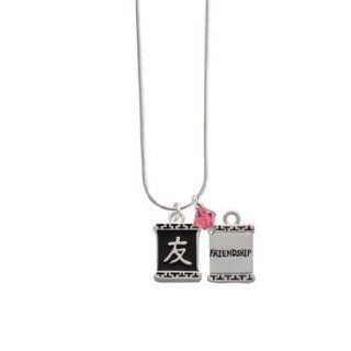 Chinese Character Symbols   Friendship Indian Pink Svarovski Bicone Charm Nec Jewelry