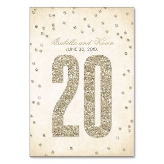 Glitter Look Confetti Wedding Table Numbers   20 Table Cards