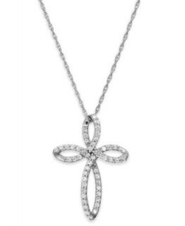 Diamond Necklace, Sterling Silver Diamond Double Cross Pendant (1/3 ct. t.w.)   Necklaces   Jewelry & Watches