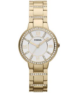 Fossil Womens Virginia Gold Tone Stainless Steel Bracelet Watch 30mm ES3283   Watches   Jewelry & Watches