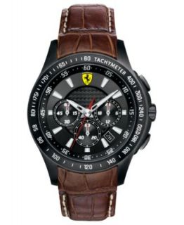 Scuderia Ferrari Watch, Mens Chronograph Paddock Brown Leather Strap 46mm 830029   Watches   Jewelry & Watches