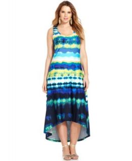 Soprano Plus Size Sleeveless Tie Dye Maxi Dress   Dresses   Plus Sizes