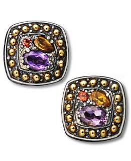 Balissima by EFFY Multistone Square Stud Earrings in 18k Gold and Sterling Silver   Jewelry & Watches