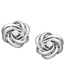 Wrapped in Love� Diamond Earrings, 14k White Gold Diamond Knot Earrings (1/10 ct. t.w.)   Earrings   Jewelry & Watches
