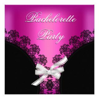 Bachelorette Party Hot pink Black Lace Invite