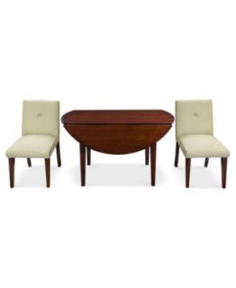 Addison Dining Room Furniture, 4 Piece Set (Round Dining Table and 3 Leather Chairs)   Furniture