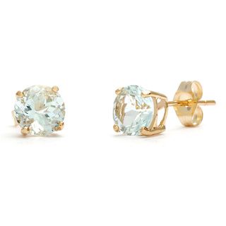 Kabella 14k Yellow Gold Round Aquamarine Stud Earrings Kabella Jewelry Gemstone Earrings