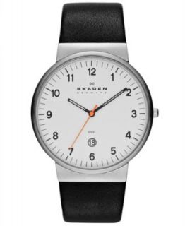 Skagen Denmark Watch, Mens Black Leather Strap 37mm 233XXLSLC   Watches   Jewelry & Watches
