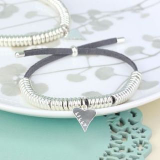 mini suede links bracelet with name charm by lisa angel