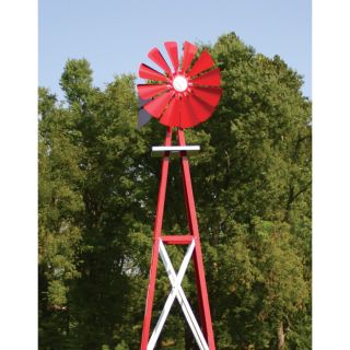 Outdoor Water Solutions Ornamental Backyard Windmill — 11ft.6in.H, Red/White Finish, Model# BYW0005  Lawn Ornaments   Fountains